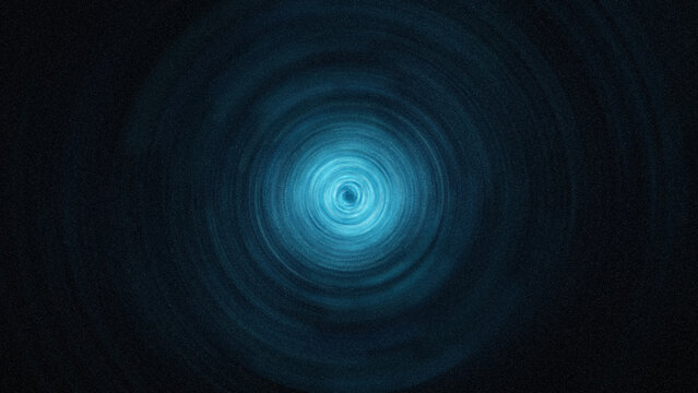 Dark Blue Abstract Background With Glowing Cyan Concentric Rings And Fine Grain