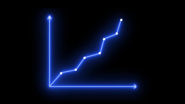 Neon sign line graph increasing business growth. business graph growth concept animation, Line graph rise, Grow or success profit, business concept. 4k video