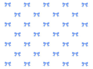 Fototapeta premium Seamless Coquette Bow Pattern with Blue Gingham Ribbon on Transparent Background for textile printing and wrapping paper. 