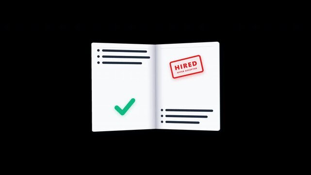 Candidate Dossier with Hired Stamp and Offer Accepted on Black