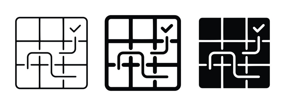 Strategy Icons, Maze Pathfinding, Business Planning, Success Route, Decision Making