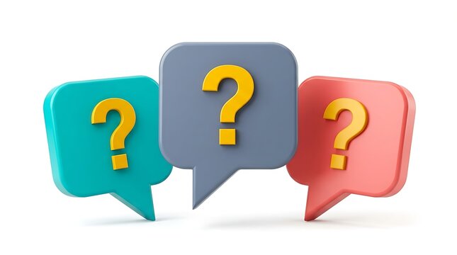 Question marks inside speech bubbles with question communication dialogue feedback thinking illustration colorful isolated