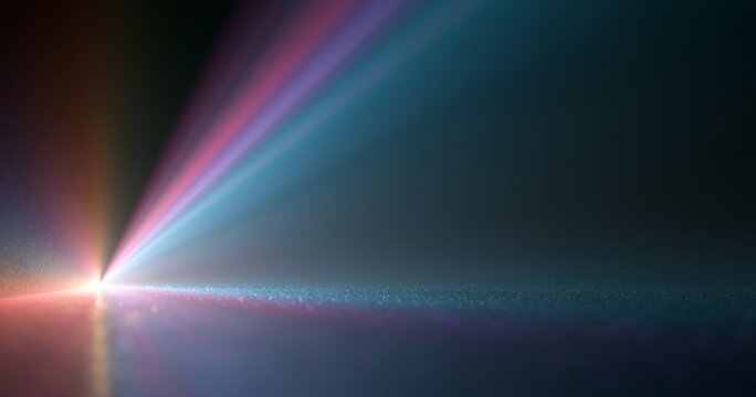 Colorful light beams in dark space