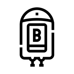 Blood type b donation bag icon with black outline, symbolizing transfusion, lifesaving blood donation and medical care for hospitals, clinics, emergency and blood banks © vectorwin