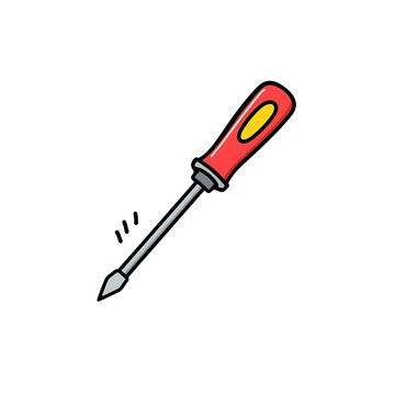 Handy Cartoon Screwdriver Vector Icon | Essential Flathead Tool Illustration