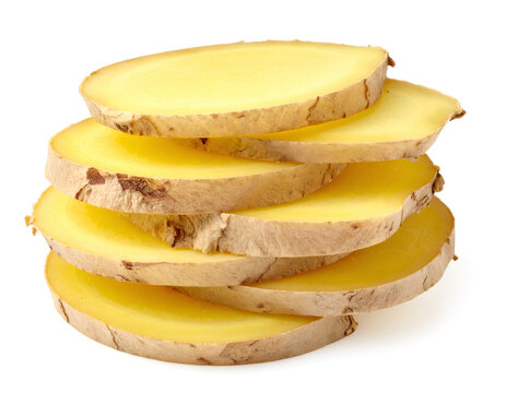 Stacked Ginger Slices Isolated on White