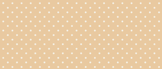 Repeating cream polka dot pattern on warm beige background. Minimal geometric surface design. Seamless wallpaper and fabric print. Retro decorative graphic for packaging and stationery. © Анна Маркина