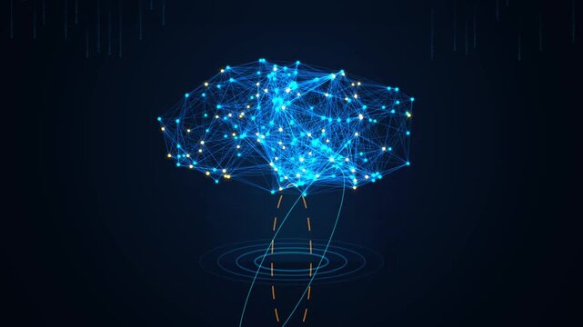 Futuristic digital brain network with glowing connections artificial intelligence machine learning c