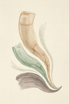 Abstract Watercolor Brush Strokes in Earthy Tones Flowing Minimalist Contemporary Artistic Design Element on Textured Paper Background