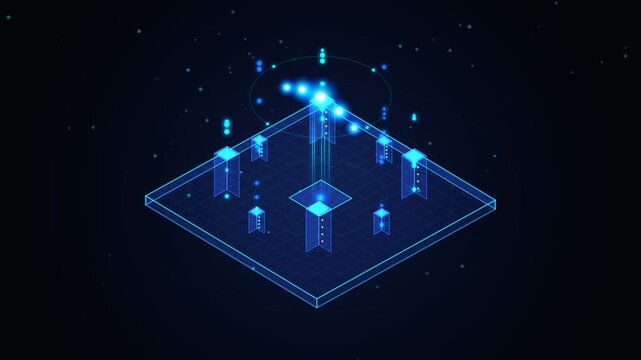 Futuristic digital platform showcasing interconnected data streams and AI processing technology