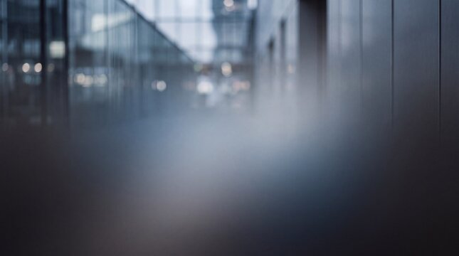 Blurred Modern Architecture Corridor Background with Atmospheric Fog