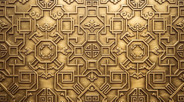 Golden Chinese Traditional Pattern Texture with Auspicious Ornaments