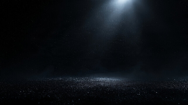Spotlight Illuminating Dark Glittering Stage Floor with Copy Space