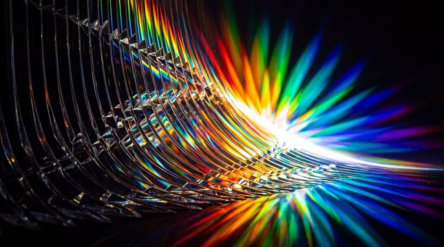 Prism Light Refraction Spectrum on Glass Abstract Background