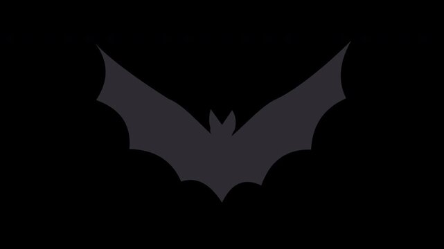 Bat silhouette flying with flapping wings for spooky night horror and halloween overlay stop motion animated loop transparent background