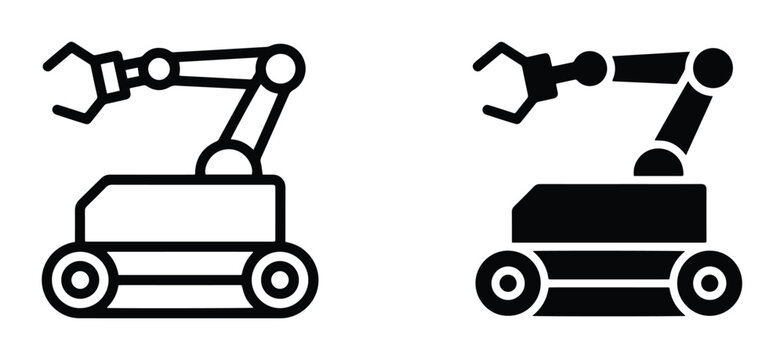 Robotic Arm Icons, Industrial Automation, Mechanical Engineering, Technology Concepts