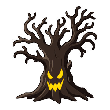 Vector illustration of Scary Tree on transparent background