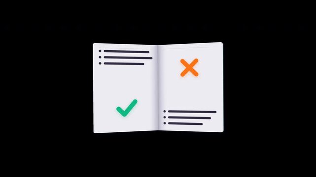 Rules and guidelines book showing check and cross marks on pages