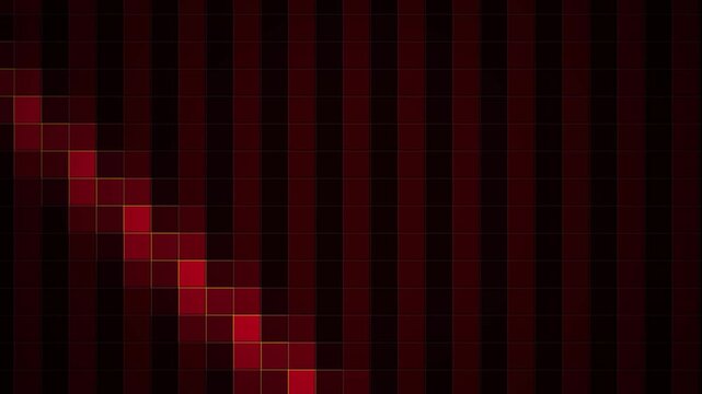 Abstract dark red geometric grid background with a glowing sweeping light wave. This seamless tile motion graphic loop is perfect for elegant luxury or modern tech video presentations.