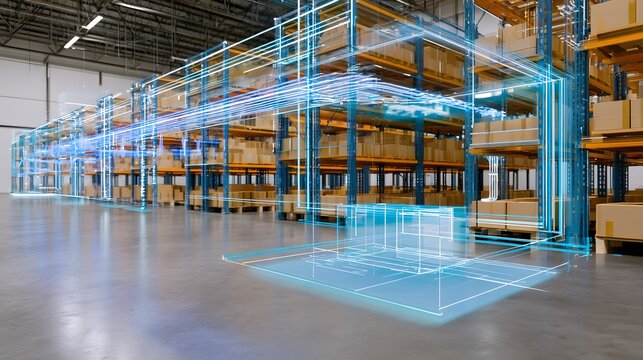 Digital twin hologram of automated warehouse fulfillment system