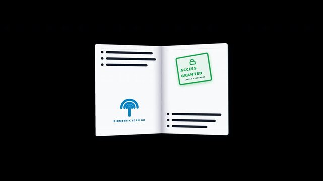 Top Secret Dossier with Access Granted Stamp and Biometric Scan