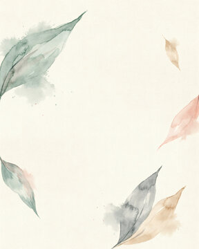 Minimalist Watercolor Leaves Background With Soft Pastel Tones for Elegant Stationery and Artistic Graphic Design Projects