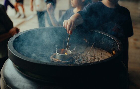 Visitor offer incense at Kiyomizu-dera Temple in Japan