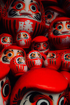Red Daruma dolls at Katsuo-ji Temple in Japan