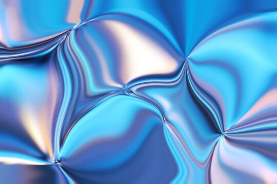 Abstract holographic foil texture with iridescent blue folds
