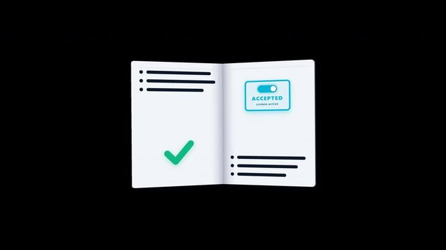 Software EULA terms being accepted with checkmark animation