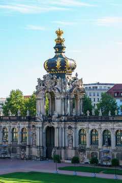 Ornate Kronentor Crown Gate at Zwinger Palace in Dresden in Daylight for Travel