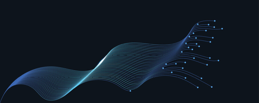 circular digital connection lines with dots. Flowing Wave Lines Background, network of interconnected dots and lines, technology network and data visualization vector illustration