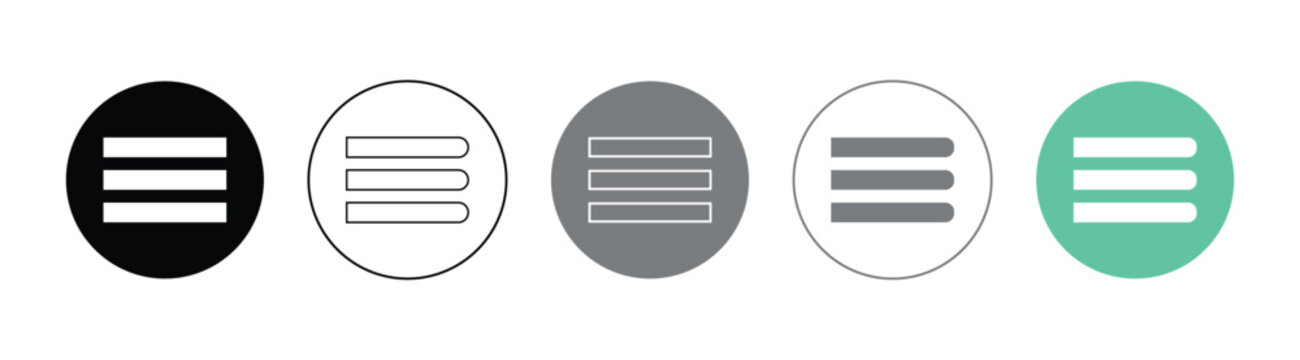 Hamburger menu bar flat icon for apps and websites. List menu bar icon set UI navigation symbol. Vector illustration