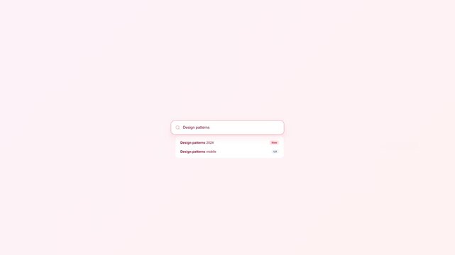 Minimalist Search Bar Motion Graphic with Typing Effect and Elastic Dropdown