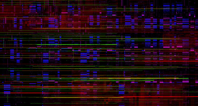 Abstract Multicolor Digital Glitch Texture Background, TV Signal Pixel Noise Distortion Overlay