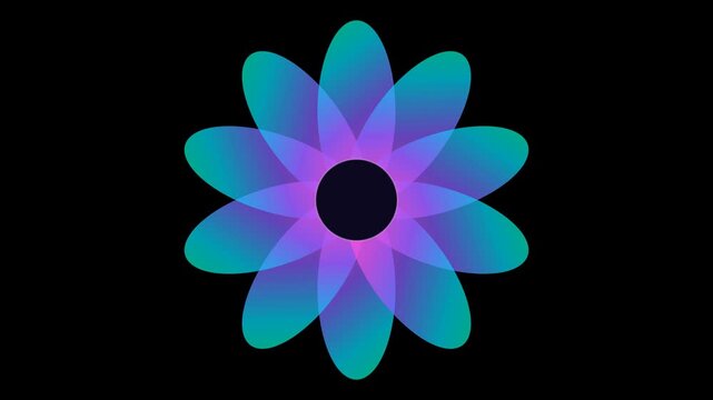 Colorful radial flower shape with layered petals forming a symmetrical abstract design.