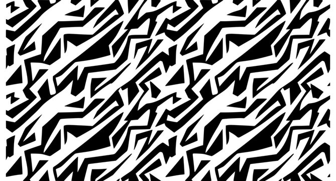 Abstract Black Geometric Zebra Stripe Seamless Pattern for Fashion Textile Vector