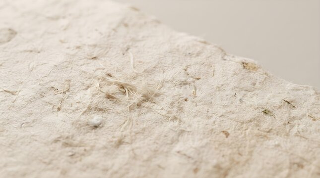 Macro view of ivory handmade paper showing delicate fibers and subtle organic surface variations, suitable for elegant natural backgrounds.