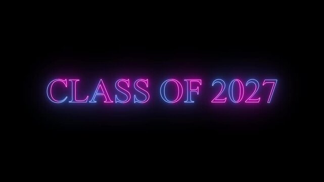 neon bar sign class of 2027 on the alpha channel background