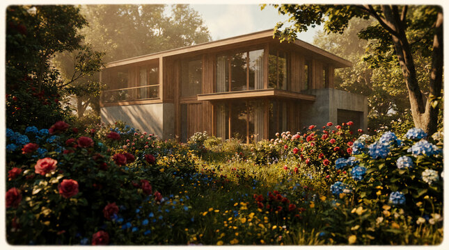 house with flowers