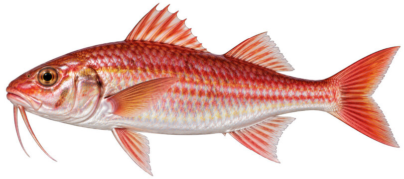 Red mullet goatfish marine fish with red scales and barbels side view