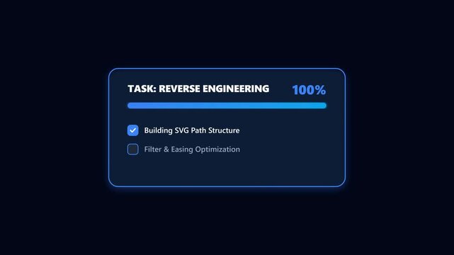 Progress bar panels displaying reverse engineering task completion
