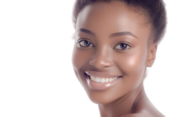 Obraz premium Direct eye contact gives this portrait a sense of quiet confidence. The Black female model looks calm, strong, and comfortable.