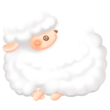 cute sheep and lamp farm animal , baby animal nature life, illustration transparency background. cozy cottage core country life.