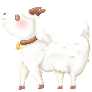 Cute white Goat .farm animal , baby animal nature life, illustration transparency background. cozy cottage core country life.