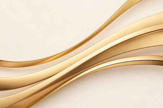 Abstract background featuring smooth flowing golden metallic curves and elegant ribbons creating a sophisticated sense of luxury and modern fluid motion