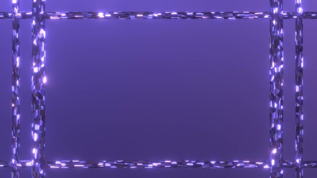 Luxury Purple Crystal Sparkle Frame Background with Elegant Glowing Border, Shimmering Light Effects and Large Copy Space, Seamless Loop