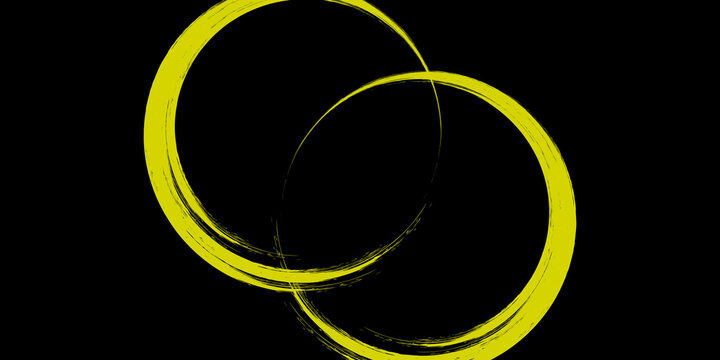 Abstract White Brushstroke Overlapping Circles On Black Background &mdash; Zen Enso Inspired Minimal Art