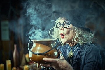 Obraz premium Brewing a Smoking Potion