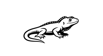 Fototapeta premium Reptile Illustration: Black and White Lizard Isolated on Transparent Background